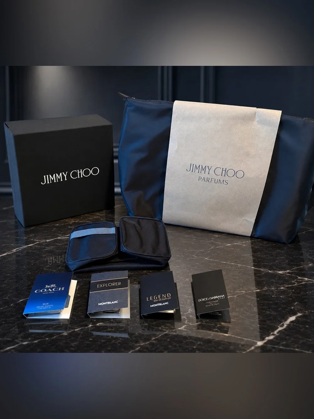 Jimmy Choo Black Nylon Weekend Bag and Samples
